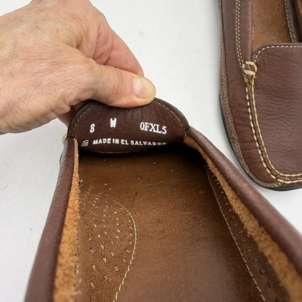 LL Bean Leather Moccasin Driving Loafer Womens 8 Wide Shoe Brown Pebbled Preppy